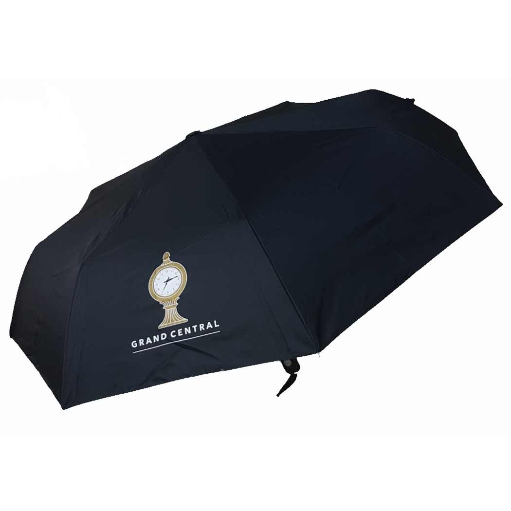 umbrella open with Grand Central Terminal Clock image on side