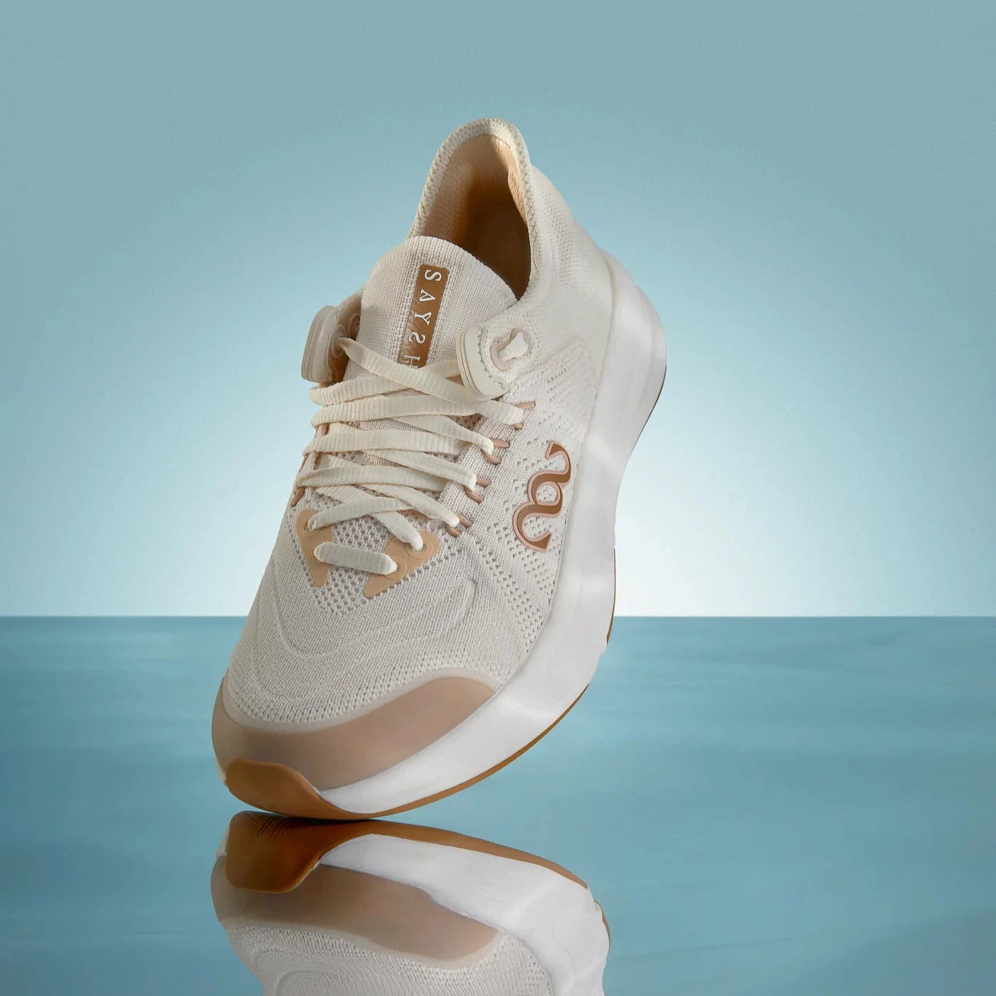 Picture of white sneaker against stylized background