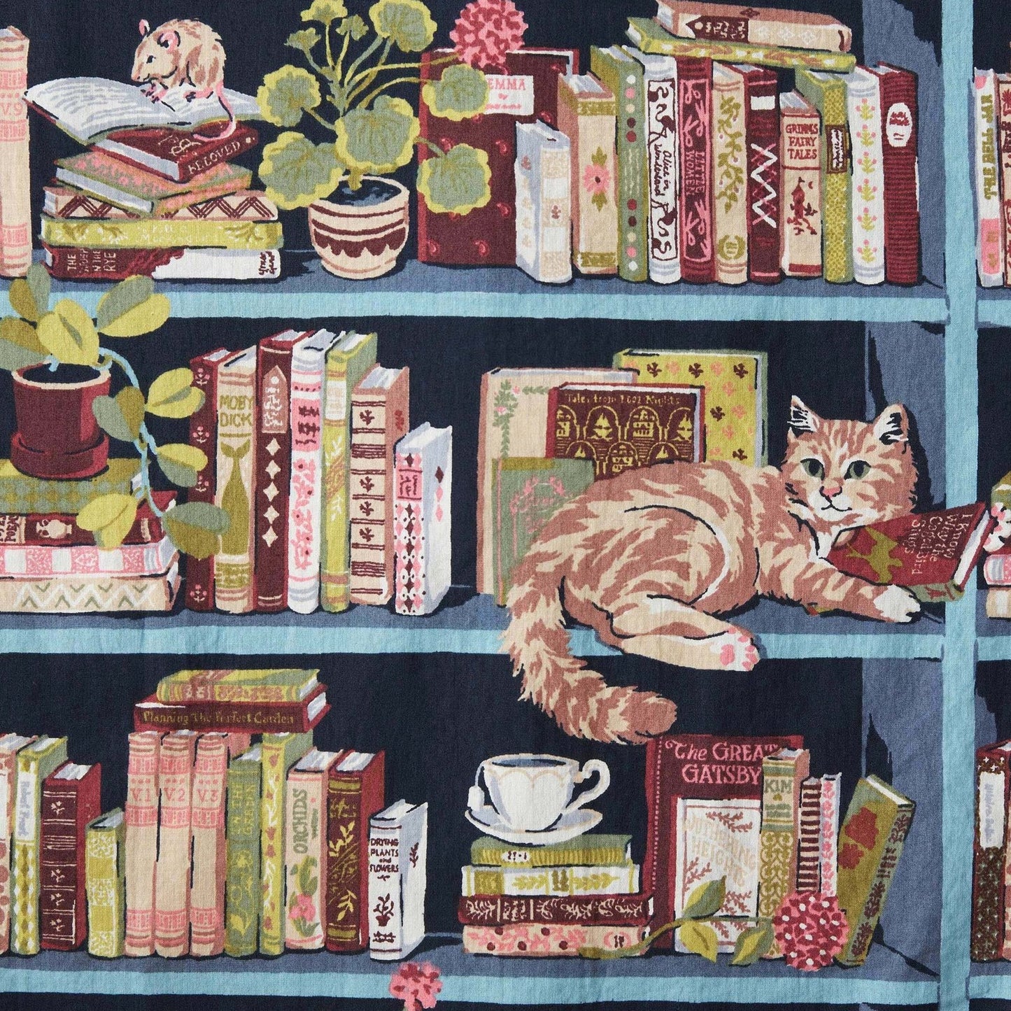 close up of secret library robe print