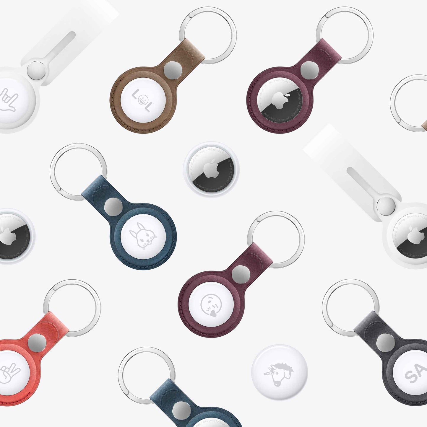apple air tag among apple air tags on key chains