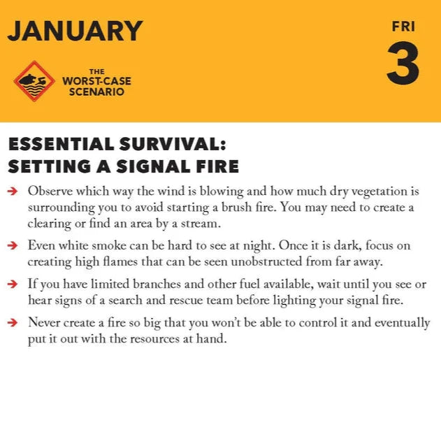 Example of calendar page January 3 setting a signal fire