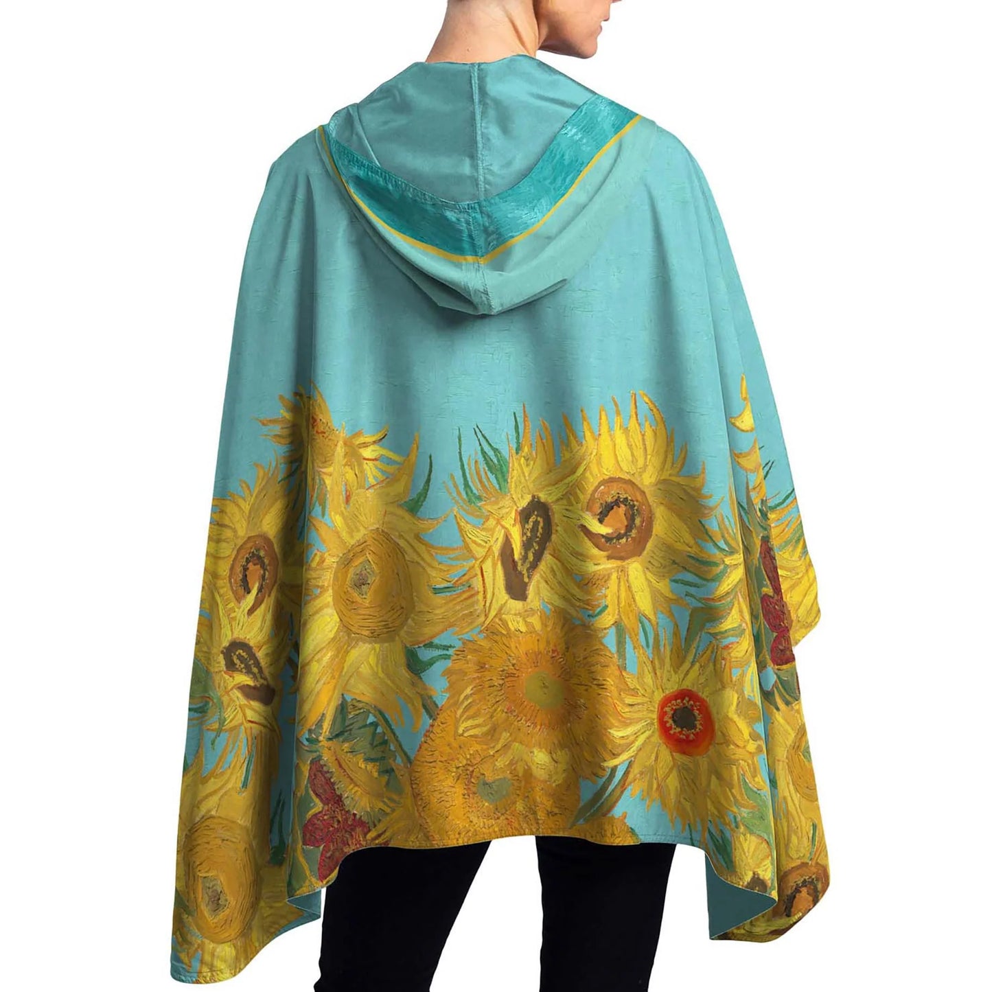 back view of sunflower poncho