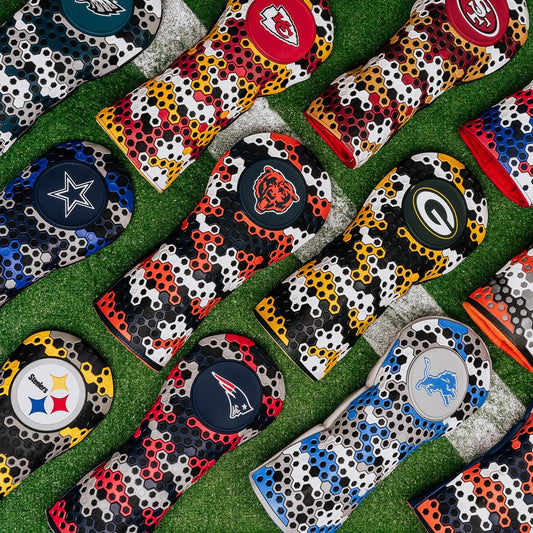 golf headcovers showcasing different NFL teams