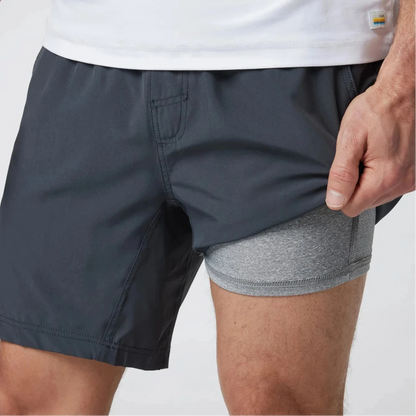 man wearing workout shorts showing the boxer liner