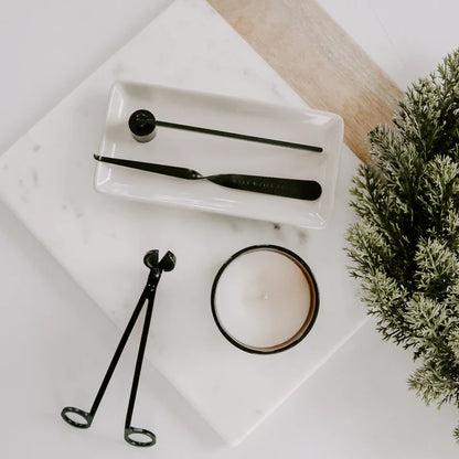 scissors snuffer and pick up tool to care for candle wicks