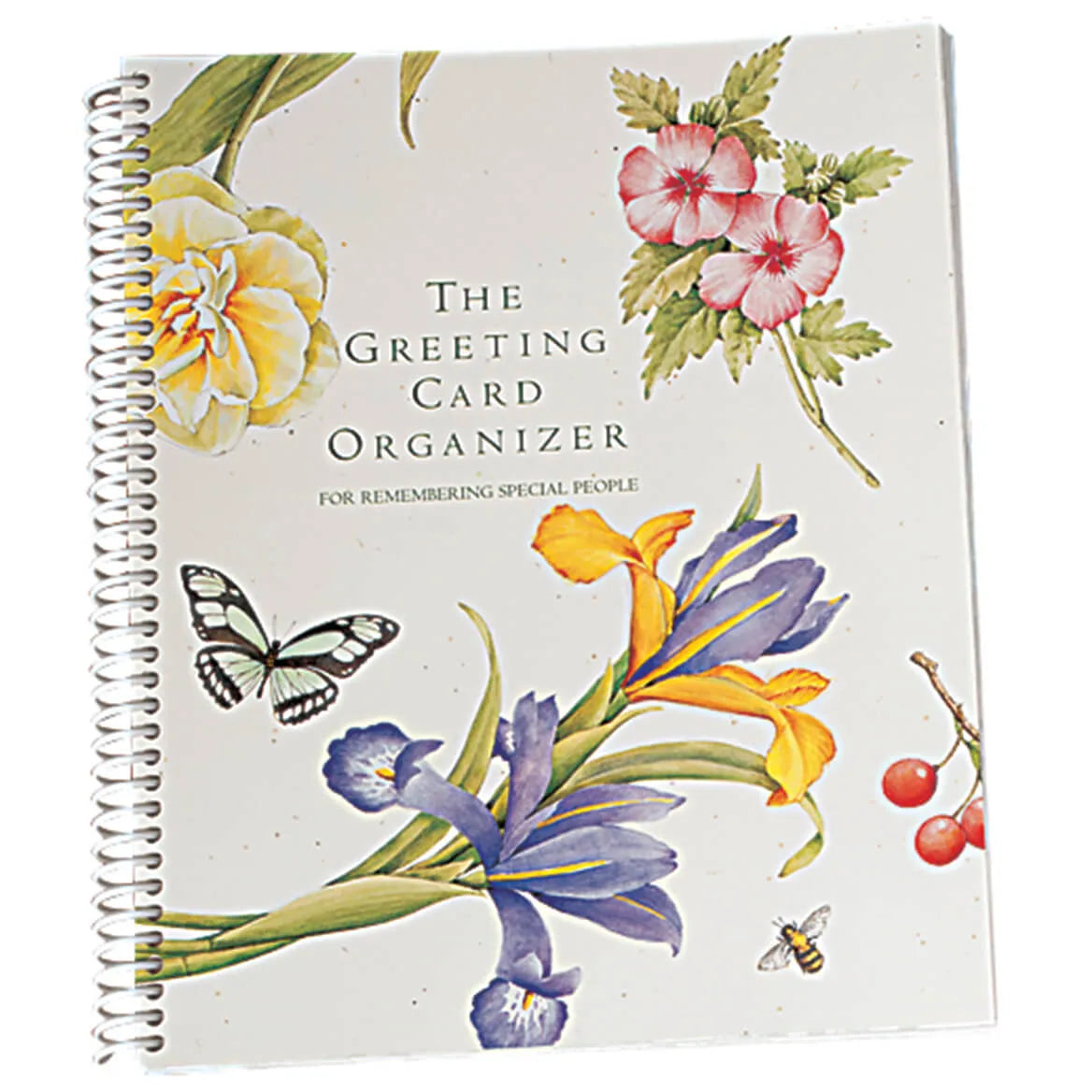 spiral notebook front cover with flowers and butterfly