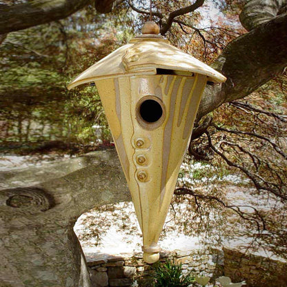 triangular ceramic bird house