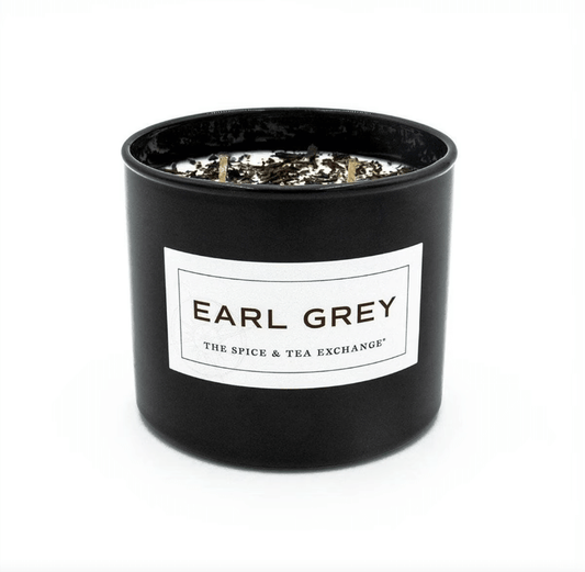 candle scented with topped with earl grey