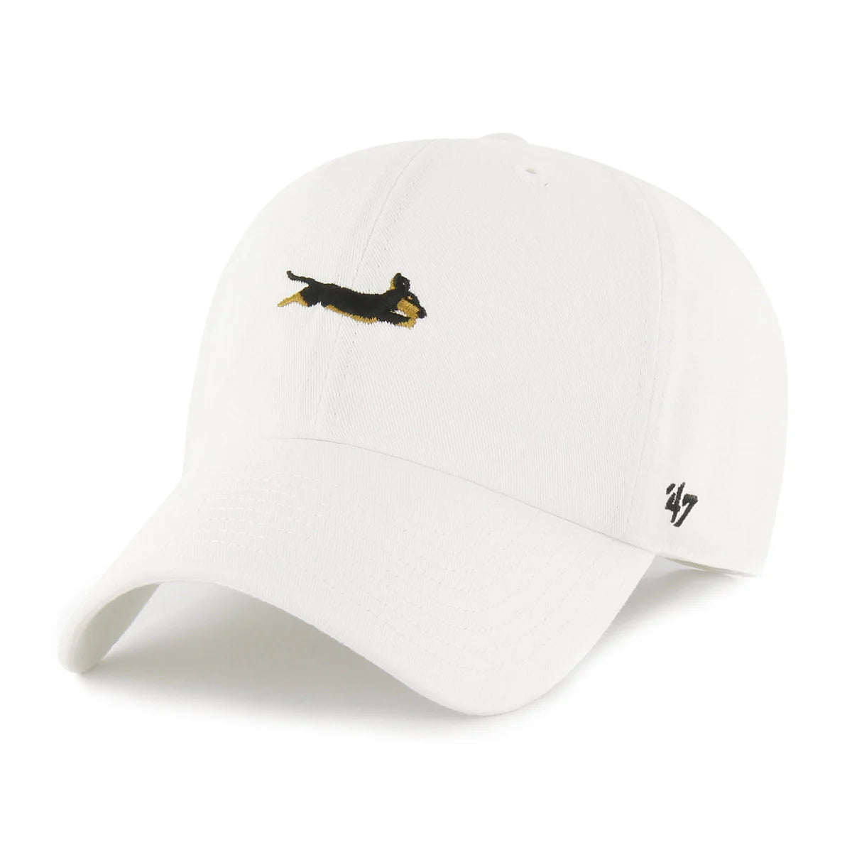 dachshund embroidered on white baseball hat