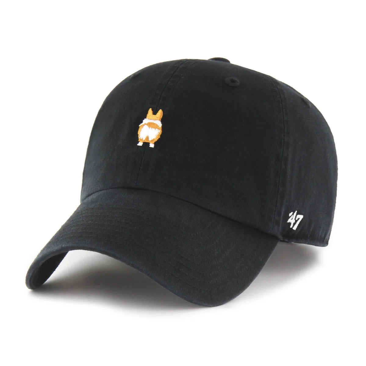 corgi butt embroidered on black hat