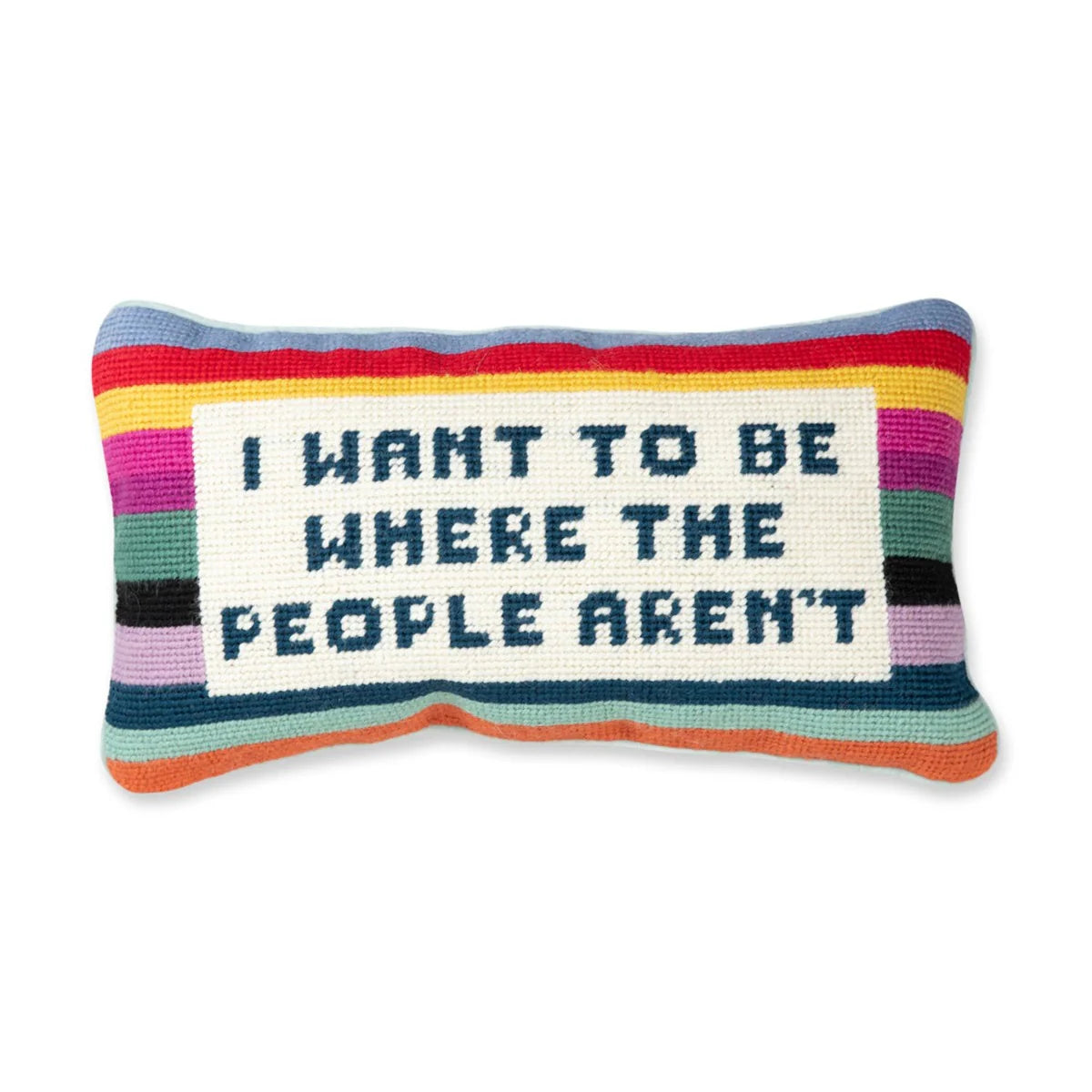 needlepoint pillows i want to be where the people arent