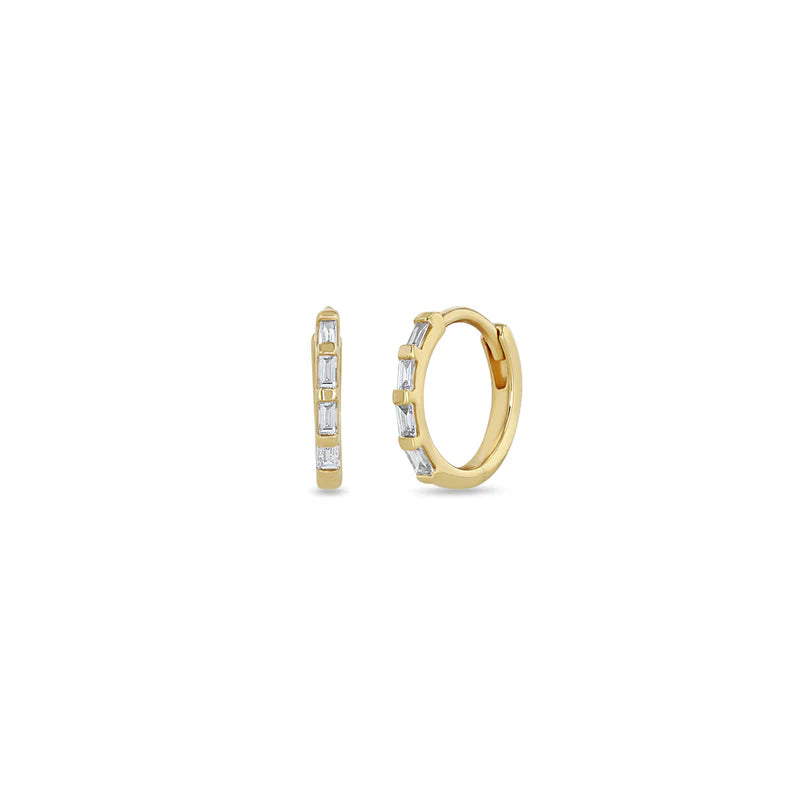 gold and diamond mini hoops