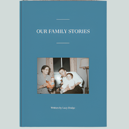 book titled our family stories with photo