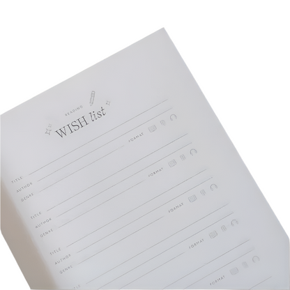 a page inside a journal to list books on their wish list