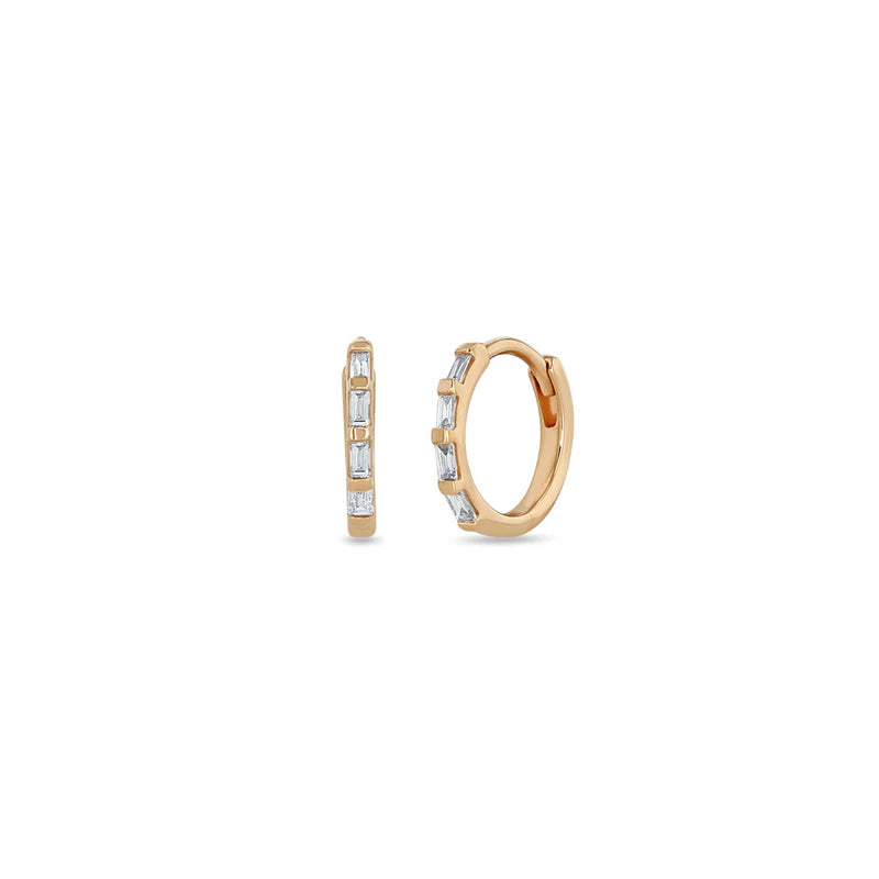 rose gold and diamond mini hoops