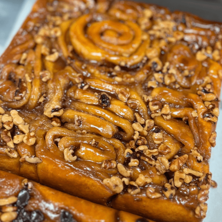 fresh sticky buns with walnuts