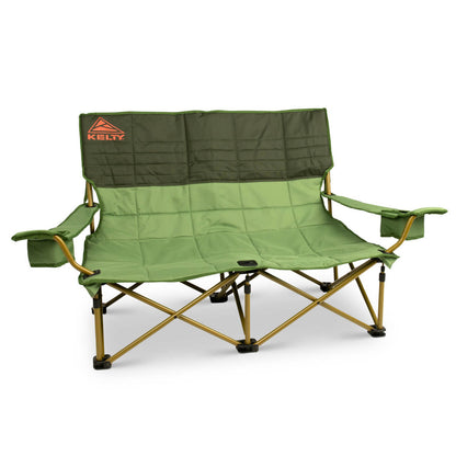 two toned green low loveseat outdoor chair