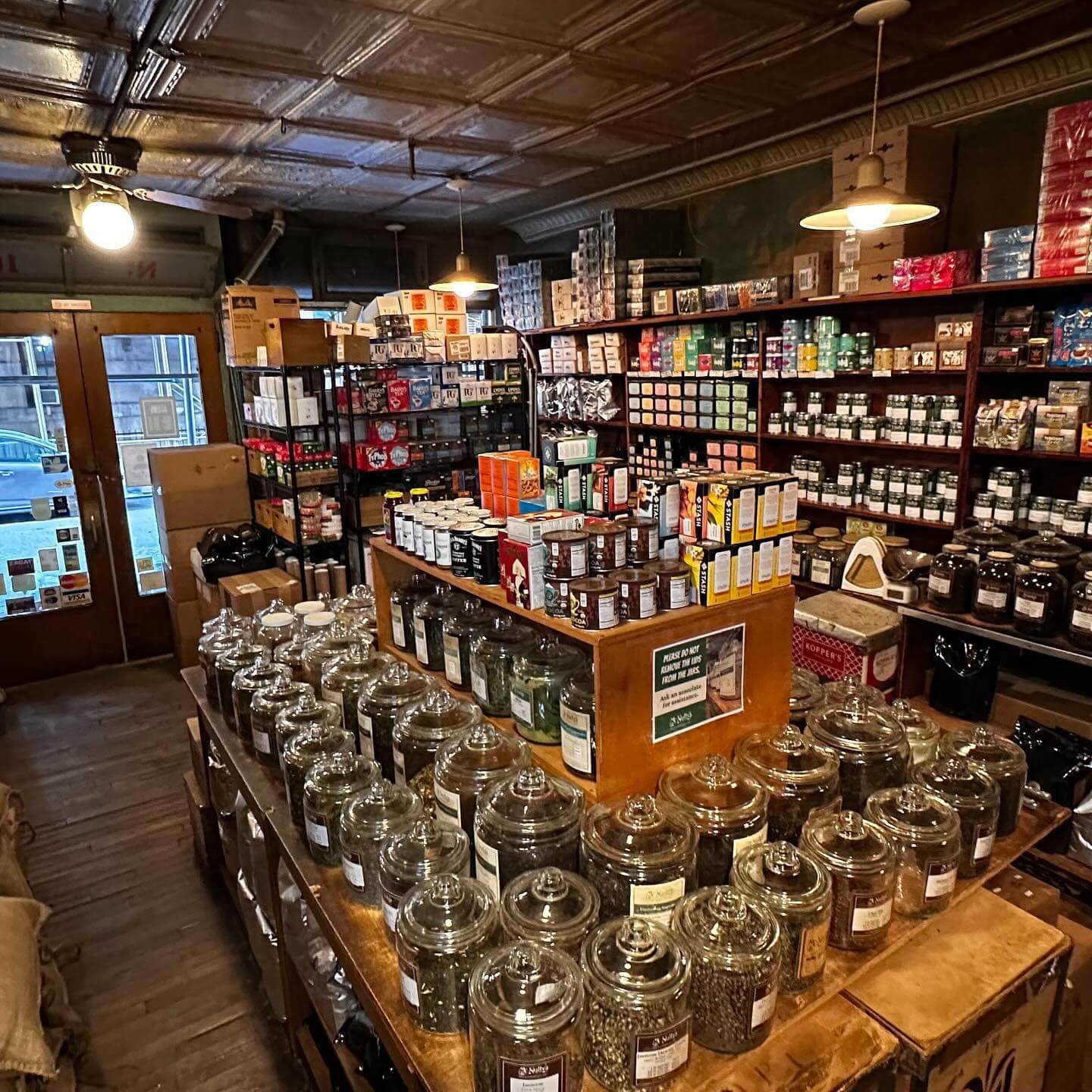 inside store with lots of teas on display